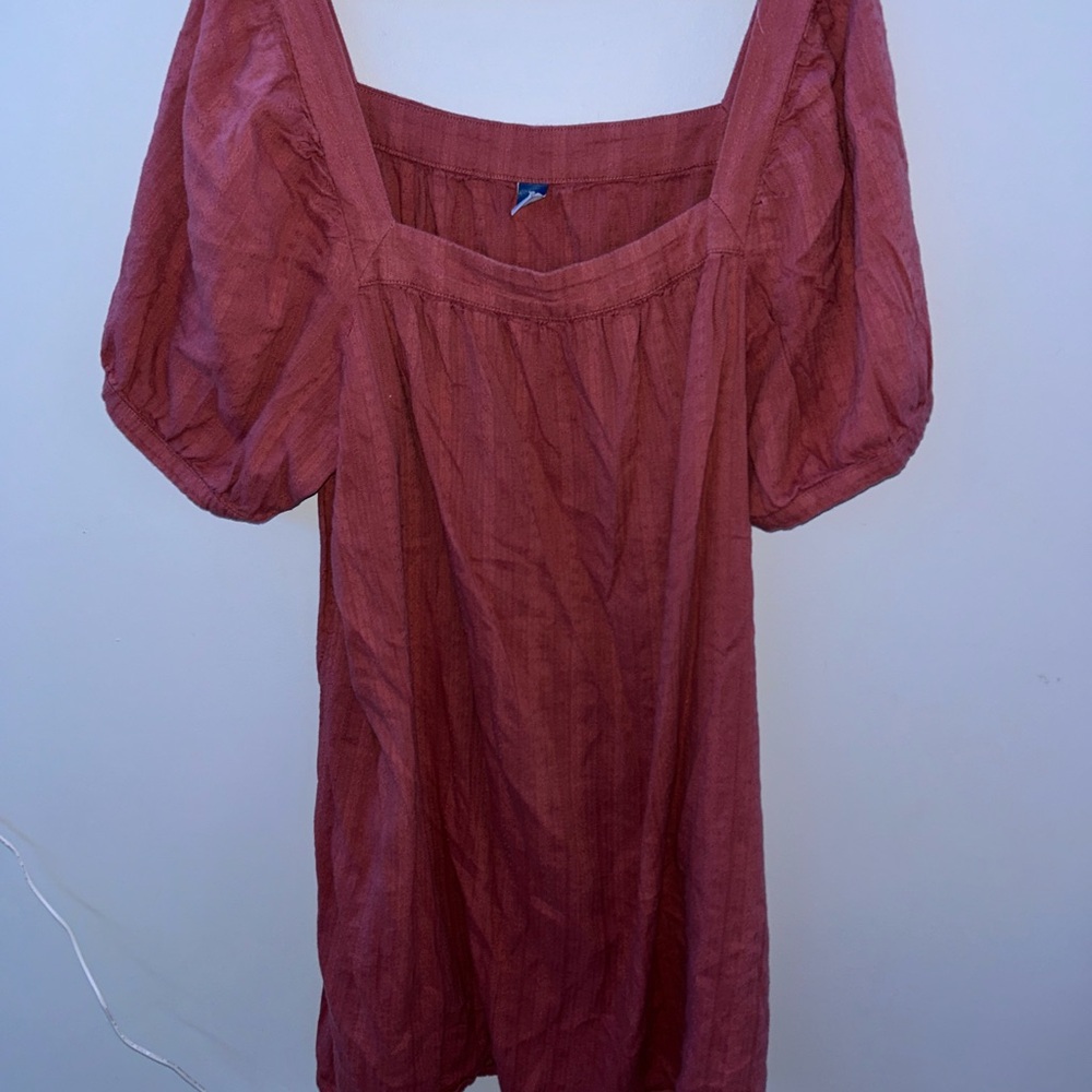 Old Navy Terracotta Dress with Puff Sleeves